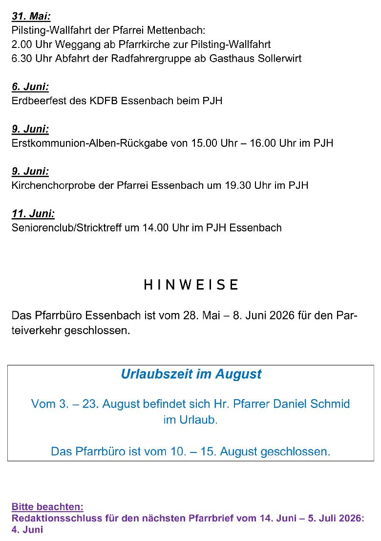 Nr. 21 /2026 Jahrgang 53 vom 17. Mai bis 14. Jun